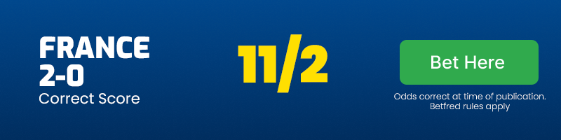 Correct score - france 2-0 vs poland at 11-2