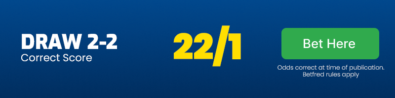 Correct score - england 2-2 slovenia @ 22-1