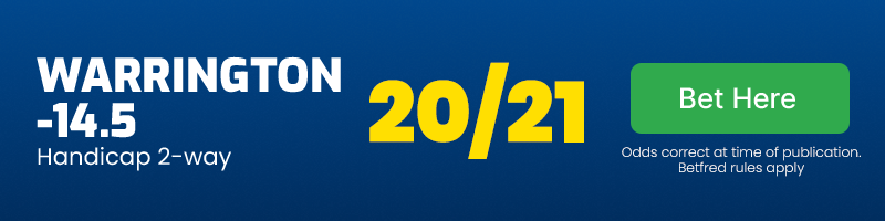 Warrington -14. 5 @ 20/21