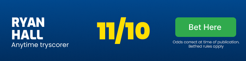 Ryan hall anytime tryscorer @ 11/10