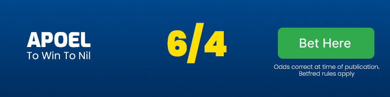 Apoel to win to nil vs petrocub @ 6-4