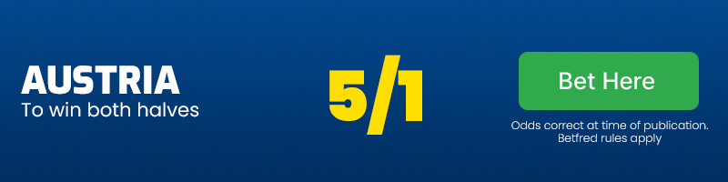 Austria to win both halves at 5/1
