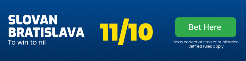 Slovan bratislava to win to nil at 11/10