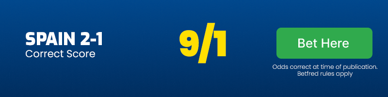 Correct score spain 2-1 england @ 9-1