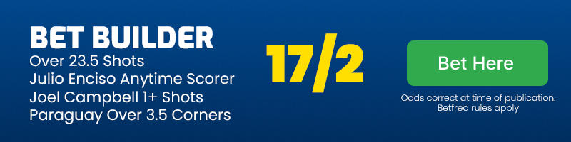 Costa rica vs paraguay bet builder @ 17-2