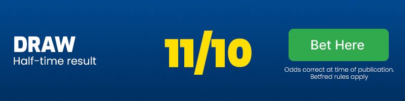Half-time result - draw at 11/10