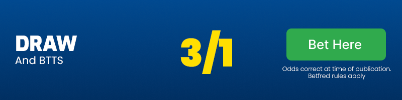 Draw and both teams to score at 3/1