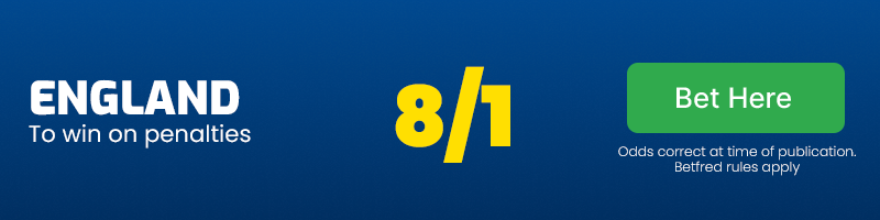 England to win on penalties at 8/1