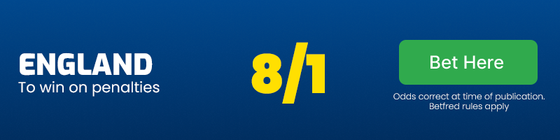 England to win on penalties at 8/1