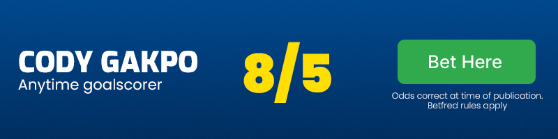 Cody gakpo anytime goalscorer at 8/5