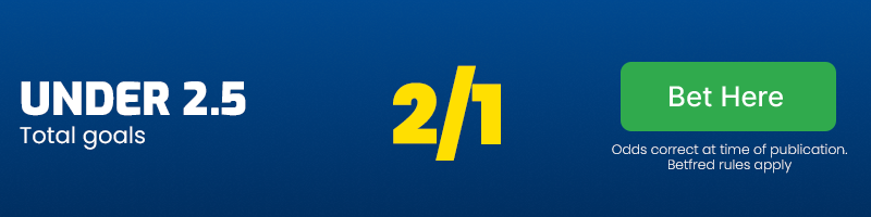 Under 2. 5 goals at 2/1