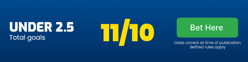 Under 2. 5 goals at 11/10