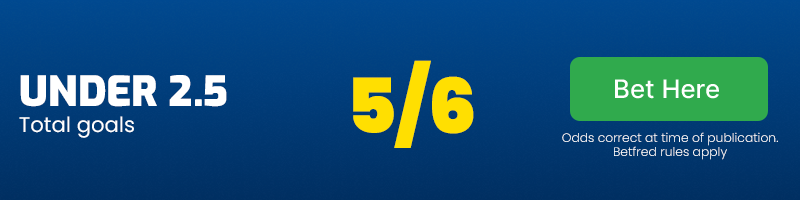 Under 2. 5 goals at 5/6