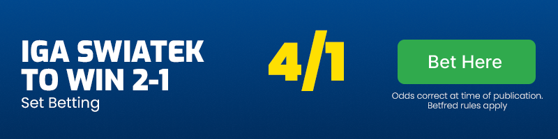 Iga swiatek to win 2-1 at 4-1
