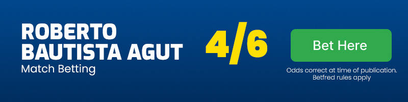 Roberto bautista agut to beat lorenzo sonego @ 4-6