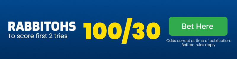 Rabbitohs to score the first two tries at 100/30