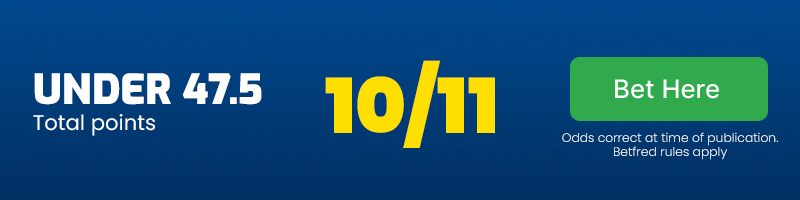 Under 47. 5 points at 10/11