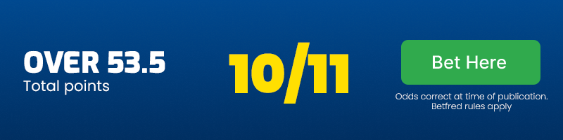 Over 53. 5 points at 10/11
