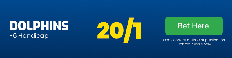 Dolphins -6 handicap at 20/1