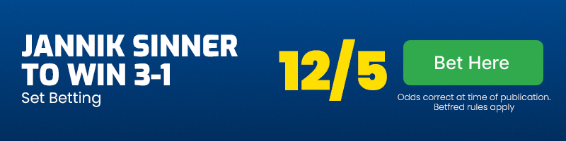 Sinner 3-1 at 12-5
