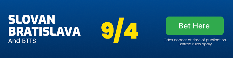 Slovan bratislava and both teams to score at 9/4