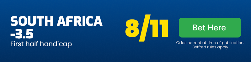 South africa -3. 5 first half handicap at 8-11