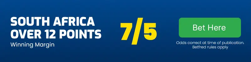 South africa to beat ireland by over 12 points at 7-5