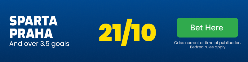 Sparta praha and over 3. 5 goals at 21/10