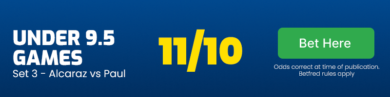 Under 9. 5 games in set three at 11/10