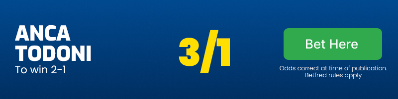 Anca todoni to win 2-1 at 3/1
