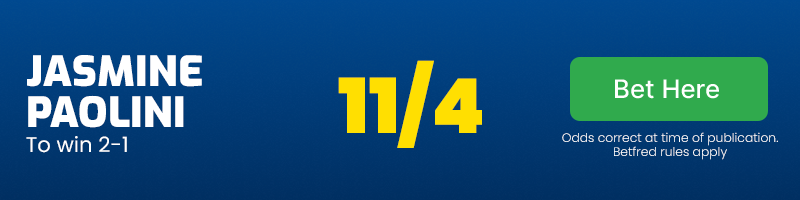 Jasmine paolini to win 2-1 at 11/4