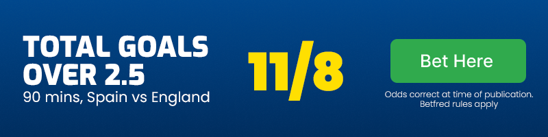 Total goals over 2. 5 spain v england
