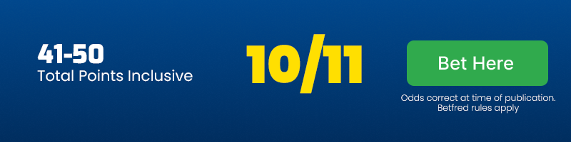 Total points 41-50 inclusive in canada vs scotland at 5-1