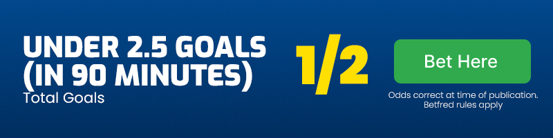 Under 2. 5 goals in 90 mins at 1-2