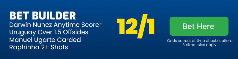 Uruguay vs brazil bet builder @ 12-1