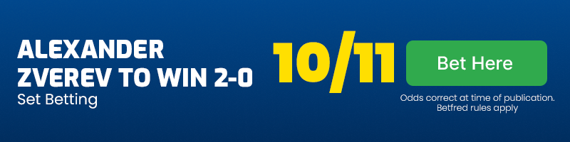 Zverev to win 2-0 at 10-11