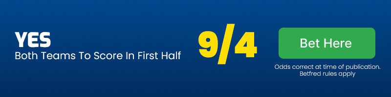 Both teams to score in first half of arsenal vs bournemouth @ 9-4
