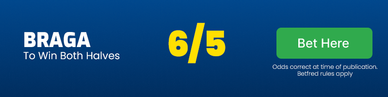Braga to win both halves vs maccabi petach tikva @ 6-5