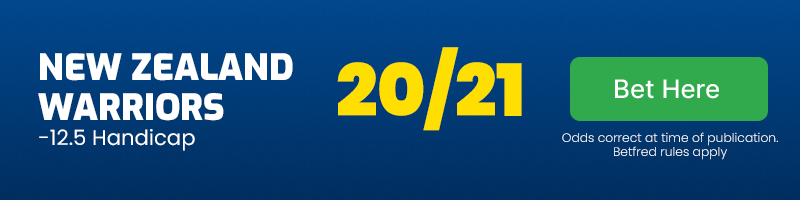 New zealand warriors -12. 5 handicap vs wests tigers @ 20-21