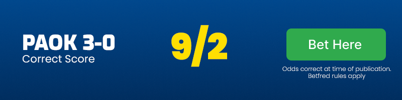 Paok 3-0 borac correct score @ 9-2