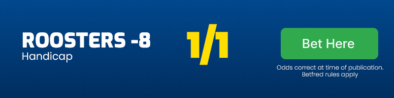 Sydney roosters -8 handicap vs manly sea eagles @ 1-1