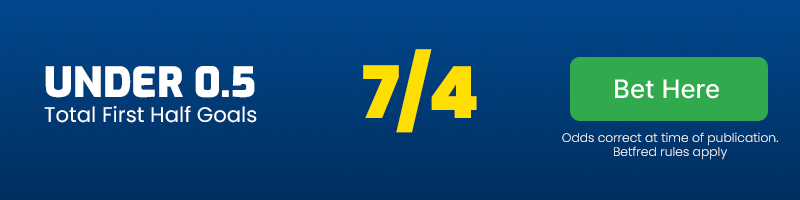 Under 0. 5 total first half goals in maccabi tel aviv vs fcsb @ 7-4