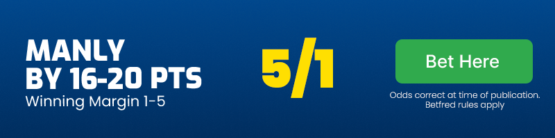 Manly by 16-20 @ 5/1