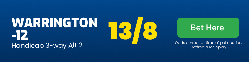 Warrington -12 @ 13/8