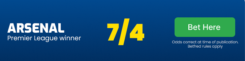 Arsenal to win the premier league at 7/4