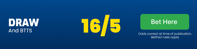 Draw and btts at 16/5
