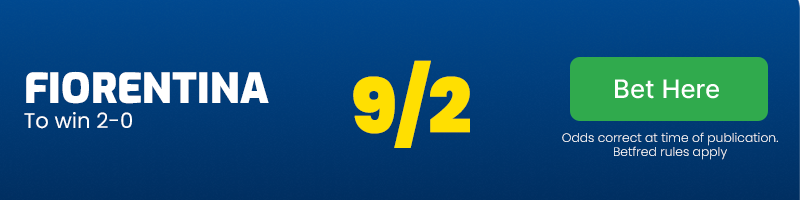 Fiorentina to win 2-0 at 9/2