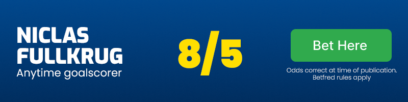 Fullkrug to score at 8/5