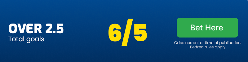 Over 2. 5 goals at 6/5