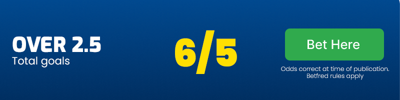 Over 2. 5 goals at 6/5
